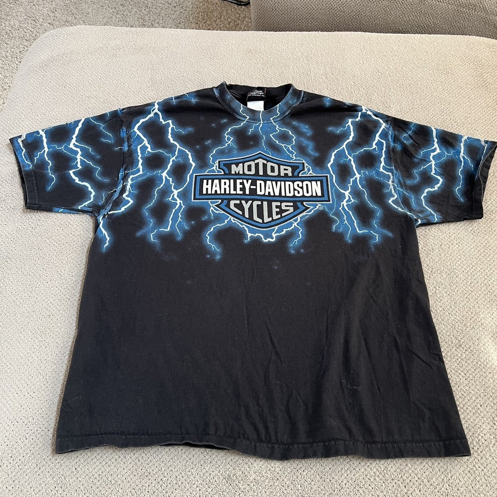 Vintage Harley Davidson AOP Lightning Graphic T-Shirt 2000s XL‎ Route 66